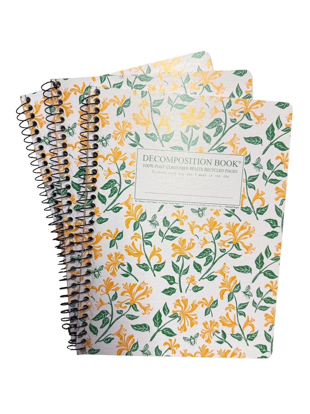 Decomposition Book Spiral Notebook - Yellow & Green Floral